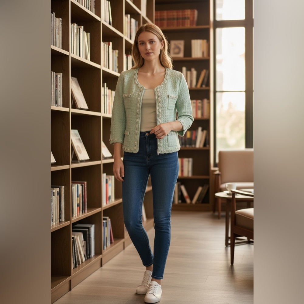 Arden B Mint Green Textured Jacket.